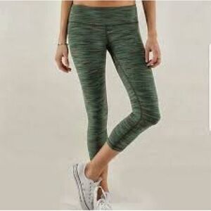 Lululemon Wunder Under Green Space Dye Crop Leggings Size 4